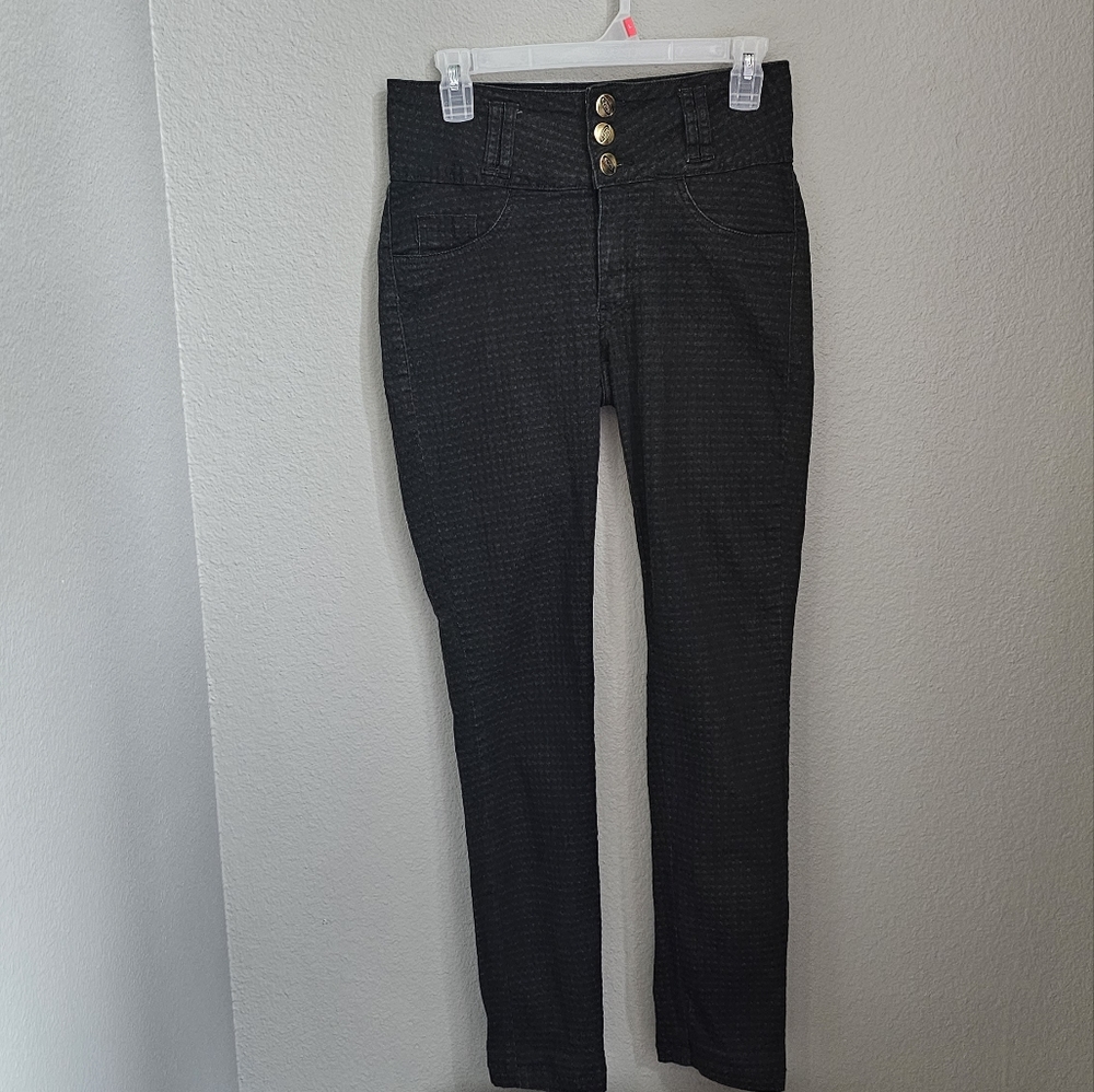 Braziluan Darkwash Denim High-Rise Jeans Small Checkered Pattern Small